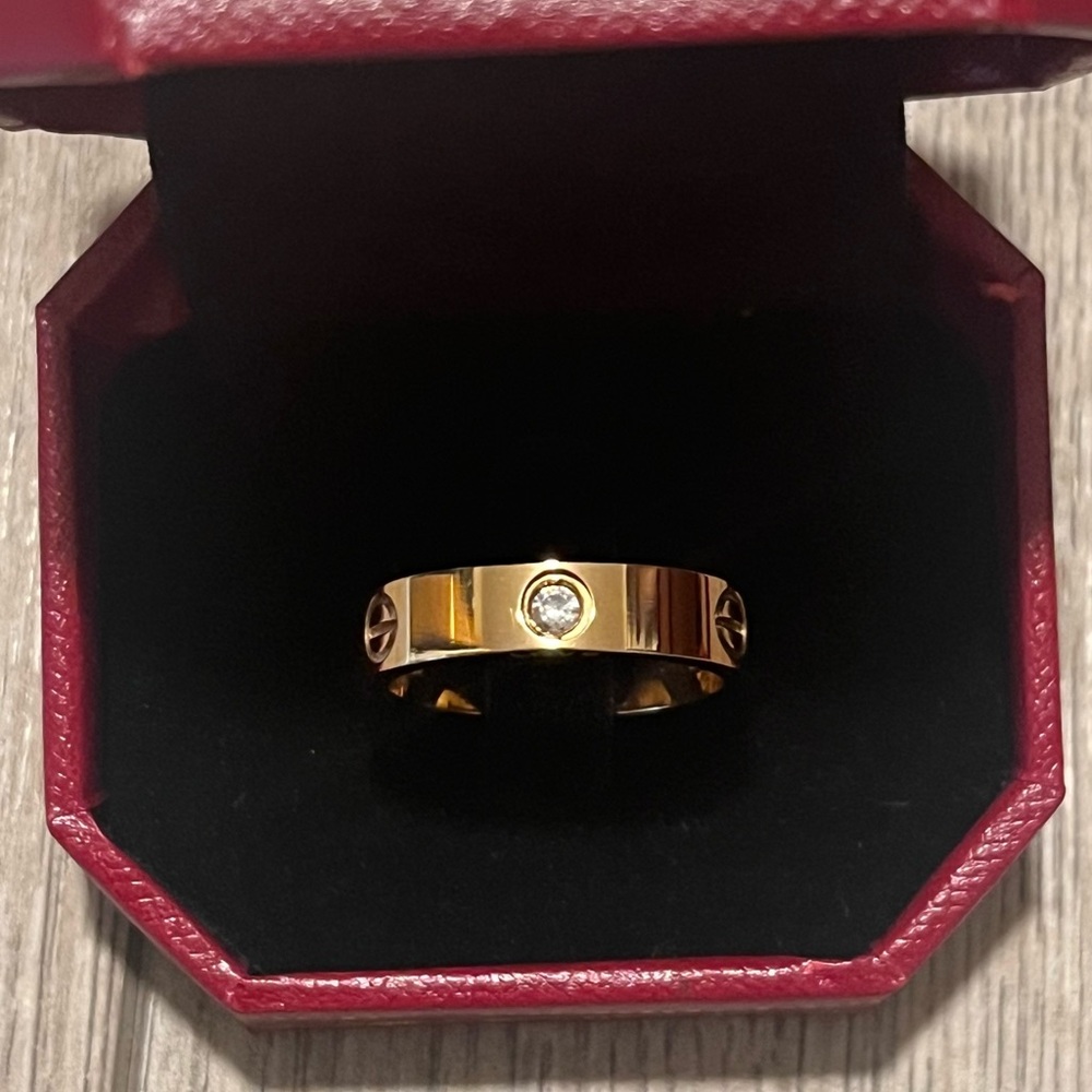 Authentic Cartier Love Ring 18k Yellow Gold with 3 Diamonds-size 9 3/4, Full Set